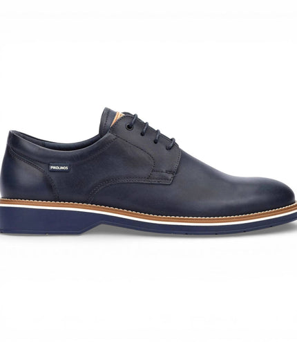 Pikolinos Men's Blue Leather Lace-Up Derby Comfort Shoes - Claret