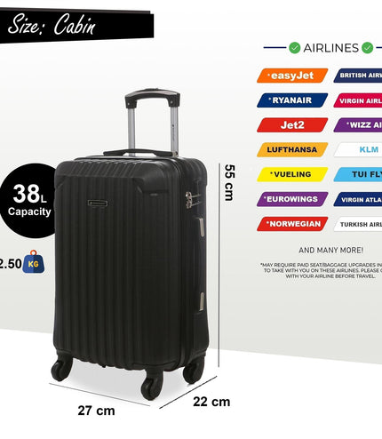 Corowa Cabin Hard Shell Suitcase in Black