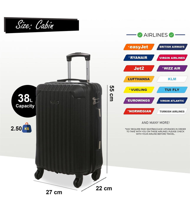 Corowa Cabin Hard Shell Suitcase in Black