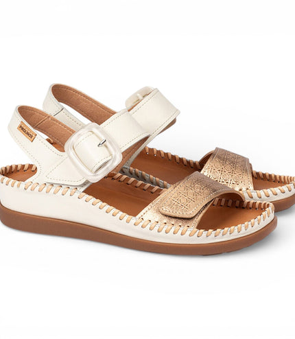 Pikolinos Women's White Leather Lightweight Summer Wedge Sandals - Cadaques