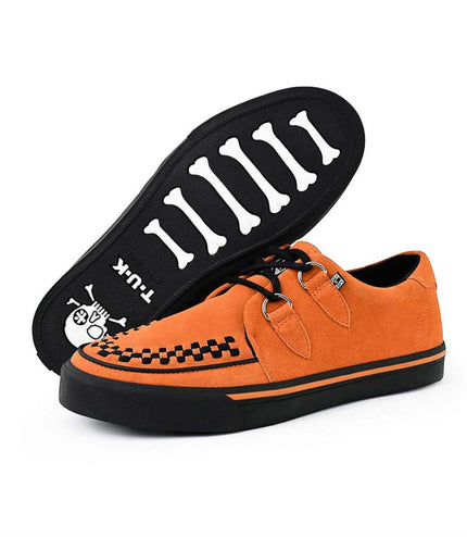 TUK Pointed Creeper Sneaker Orange Cow Suede Platform Shoes - A9182