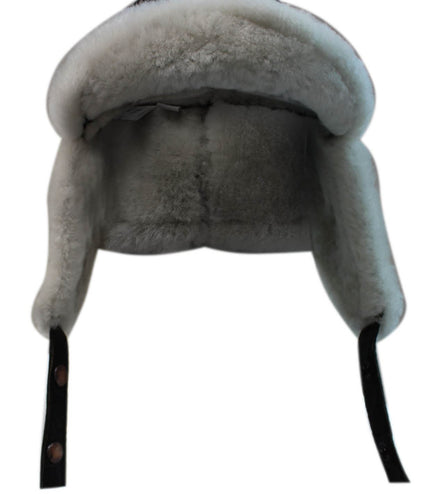Men's B3 Brown Cream RAF Aviator Sheepskin B-55 WW2 Trapper Flying Hat