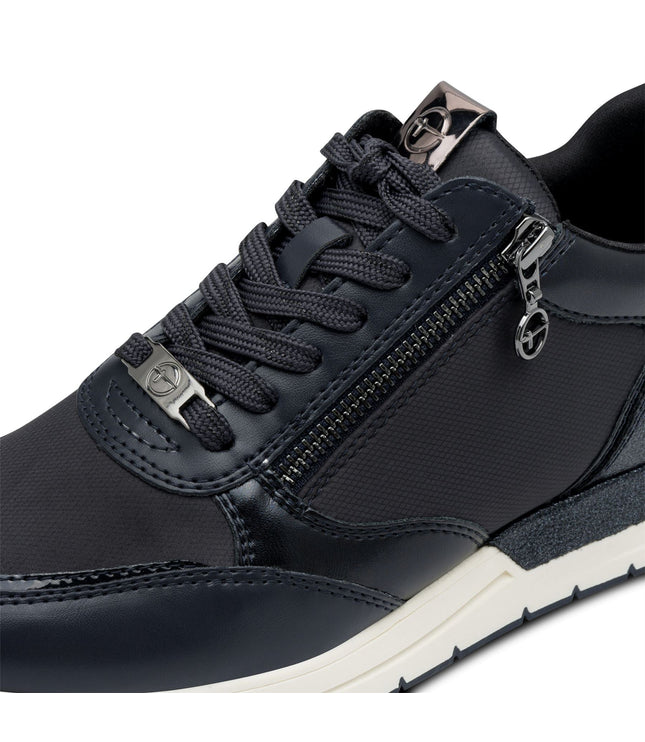 Tamaris Womens Navy Blue Fashion Lace-Up Zipped Sneakers Trainers