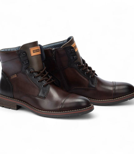Pikolinos Men's Olmo Brown Leather Zip & Lace Up Ankle Boots - York