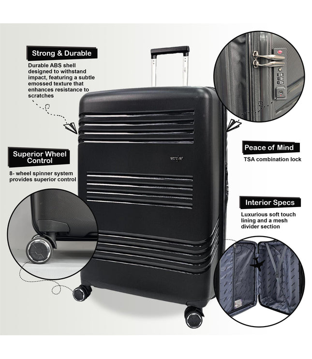 Camborne Medium Hard Shell Suitcase in Black