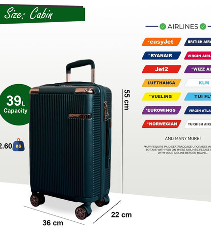 Cowra Cabin Hard Shell Suitcase in Dark Green