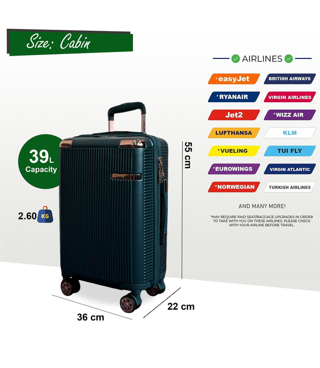 Cowra Cabin Hard Shell Suitcase in Dark Green