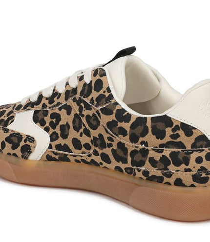 Blowfish Malibu Womens Leopard Brown Lace-Up Sneakers - Tastic