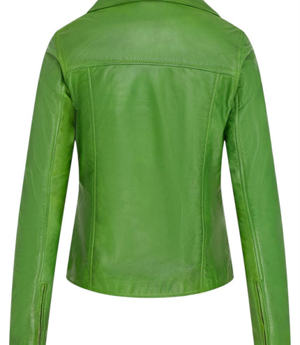 Women's Classic Brando Biker Leather Jacket - Broome - Apple
