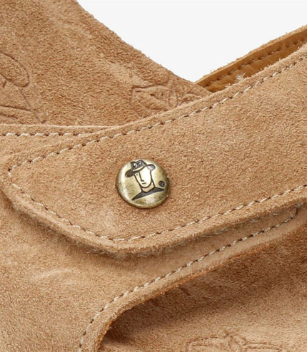 Panama Jack Women's Wedge Bark Brown Suede Leather Sandals - Julia B74