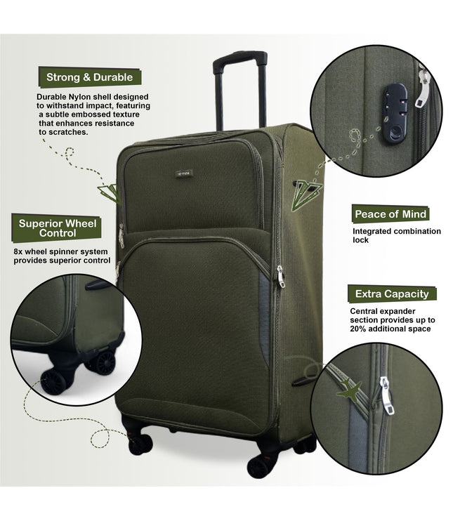 Gosford Set of 4 Soft Shell Suitcase in Green
