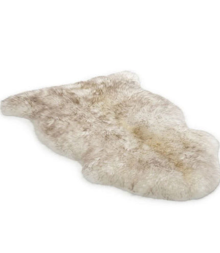 Genuine Black Wolf Tip Sheepskin Natural Silky Soft Fluffy Real Wool Rug