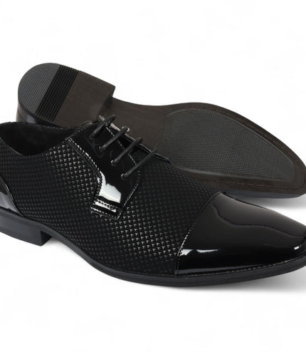 Men's Black Leather Oxford Formal Derby Shoes