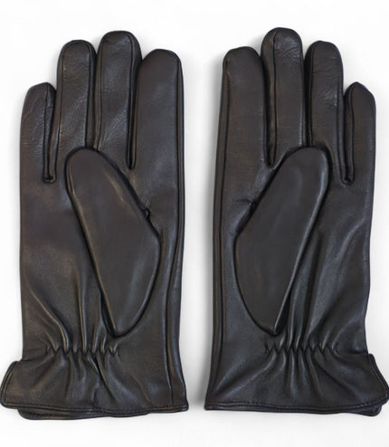 Men's Brown Italian Leather Warm Wool Lining Winter Gloves - M-LGV-305