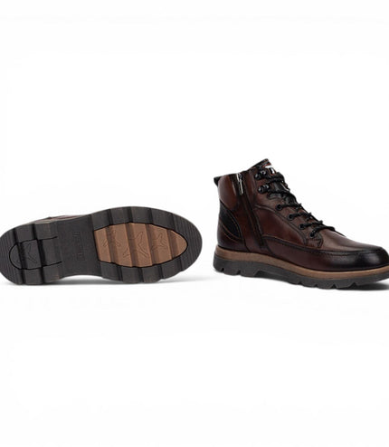 Pikolinos Men's Dark Brown Leather Lace-Up Ankle Boots - Vigo