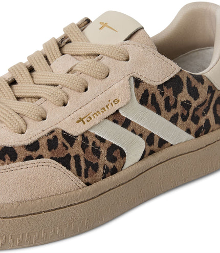 Tamaris Womens Leapord Brown Suede Leather Fashion Lace Up Sneakers