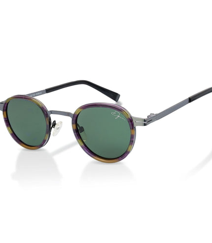 De-Gamme Purple Retro Round Polarized Sunglasses - Paris