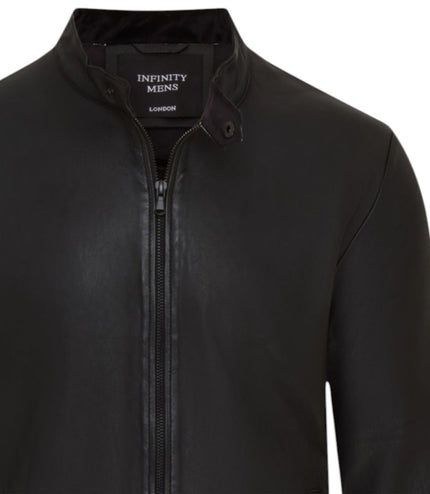 Mens Leather Black Racing Biker Jacket - Legar