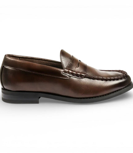 Mens Brown PU Leather Formal Dress Penny Loafers Casual Shoes