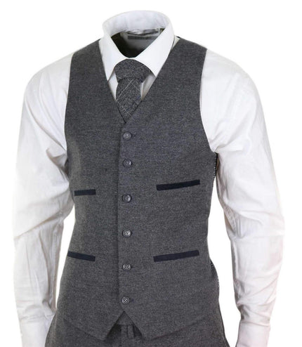 Mens 3 Piece Grey Wool Tweed Vintage Retro Suit