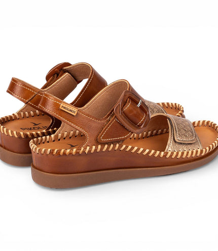 Pikolinos Women's Brown Leather Lightweight Summer Wedge Sandals - Cadaques