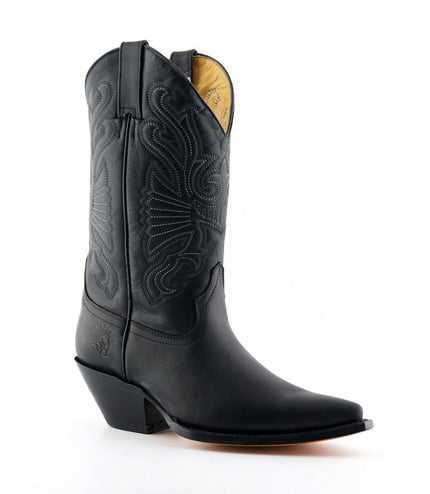 Grinders Black Leather Western Cowboy Boots - Buffalo