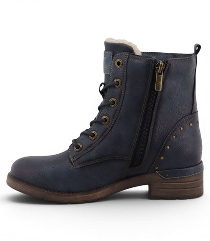 Mustang Women's Navy Warm Winter Lace-Up Ankle Boots - M0072014