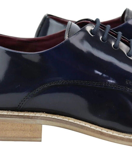 Mens Retro Oxford Brogue Derby Shoes In Navy Patent Leather