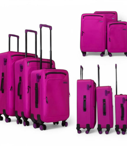 Handa Set of 3 Soft Shell Suitcase in Pink