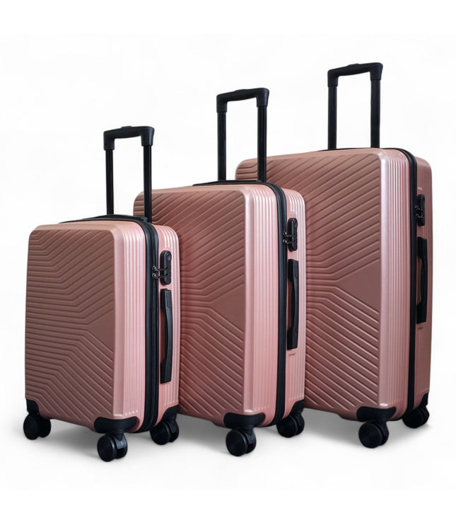 Junee Set of 3 Hard Shell Suitcase in Rose Gold