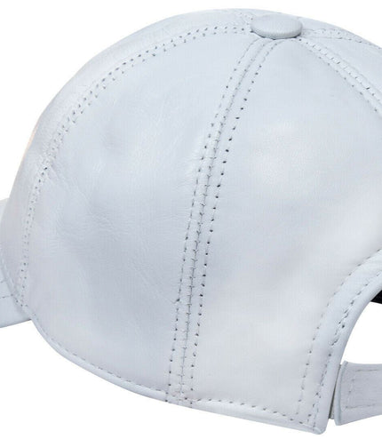 Unisex Real Nappa Leather Adjustable Golf Snapback Plain Baseball Cap Hat - White