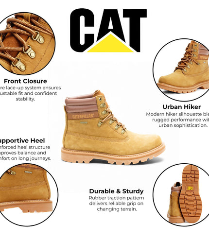 CAT (Caterpillar) Waterproof Colorado 2.0 Hiker Brown Leather Work Ankle Boots