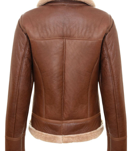Womens Tan B3 Sheepskin Flying Jacket-Kano