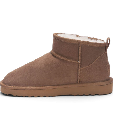 Women's Chestnut Tan Genuine Sheepskin Real Fur Winter Ankle Boots - Sable