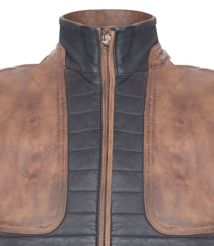 Mens Black/Brown Leather Gilet-Sheffield