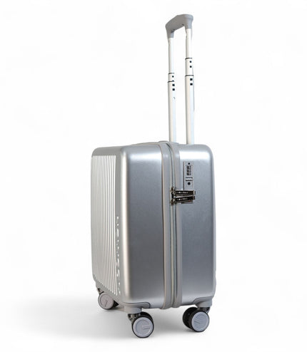 Hard Shell Cabin 44 x 22 x 38 cm Silver TSA Secure Luggage Suitcase Suitable for Easyjet, Ryanair