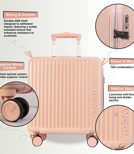 Hard Shell Cabin 44 x 22 x 38 cm Pink TSA Secure Luggage Suitcase Suitable for Easyjet, Ryanair