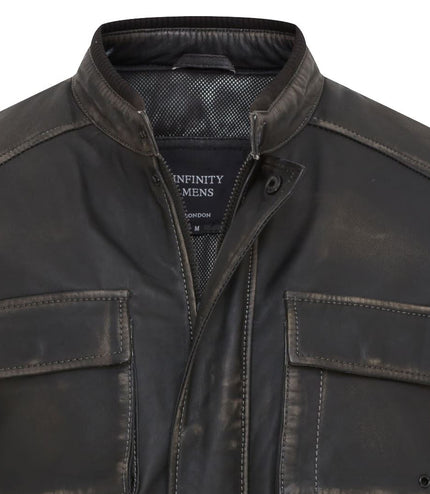 Men's Black Vintage Lamb Leather Safari Parka Jacket Coat