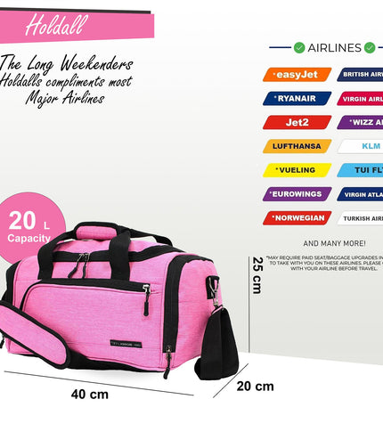 Holdall Carry On 40x 20 x25cm Under-seat Travel Duffel Bag for Ryanair, Easy Jet Lilac