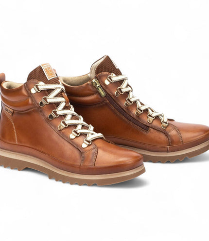 Pikolinos Women's Brandy Brown Leather Ankle Trainers Boots - Vigo