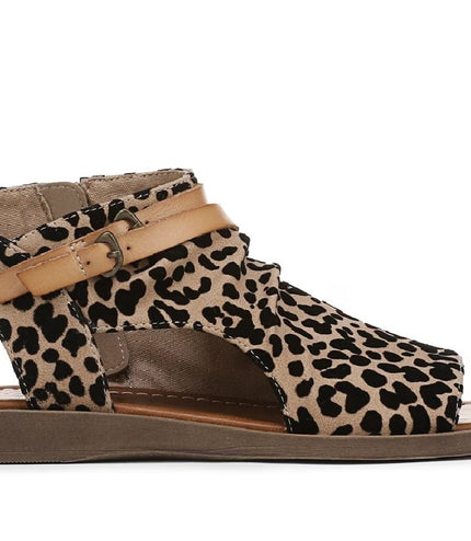Blowfish Malibu Women's Brown Leopard Strappy Low Wedge Sandals - Denver