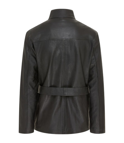 Men's Black Lamb Leather Safari Parka Jacket - Edinburgh