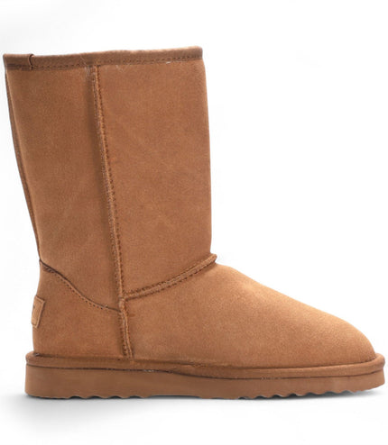 Women's Genuine Sheepskin Chestnut Suede Slip-On Ankle Winter Boots - Dusk