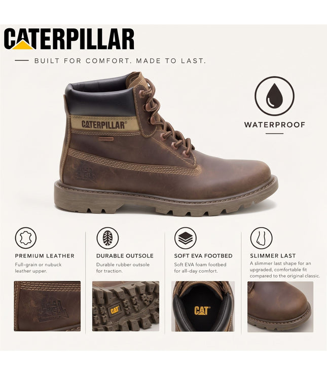 Caterpillar (CAT) Men's Brown Waterproof Leather Lace Up Ankle Boots -  Colorado 2.0 Tractor