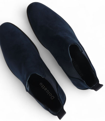 Men's Navy Suede Chelsea Boots Real Leather Lined Slip-On