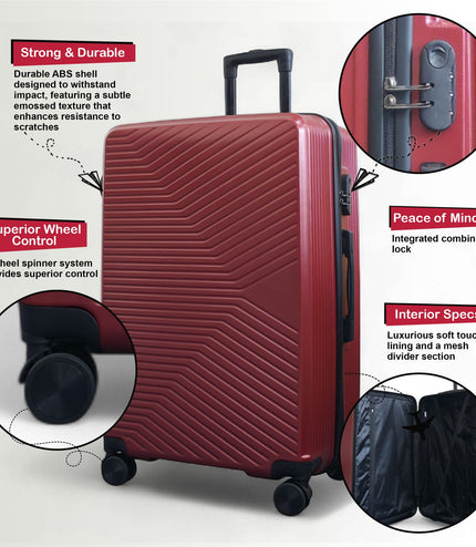 Junee Set of 3 Hard Shell Suitcase in Red