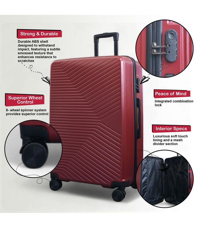 Junee Set of 3 Hard Shell Suitcase in Red