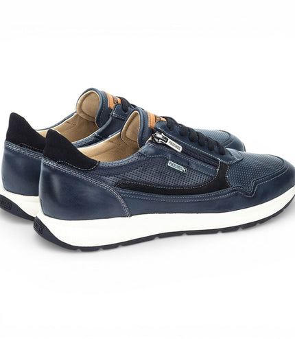 Pikolinos Men's Blue Leather Easy Wear Sneaker Trainers Shoes - Getafe