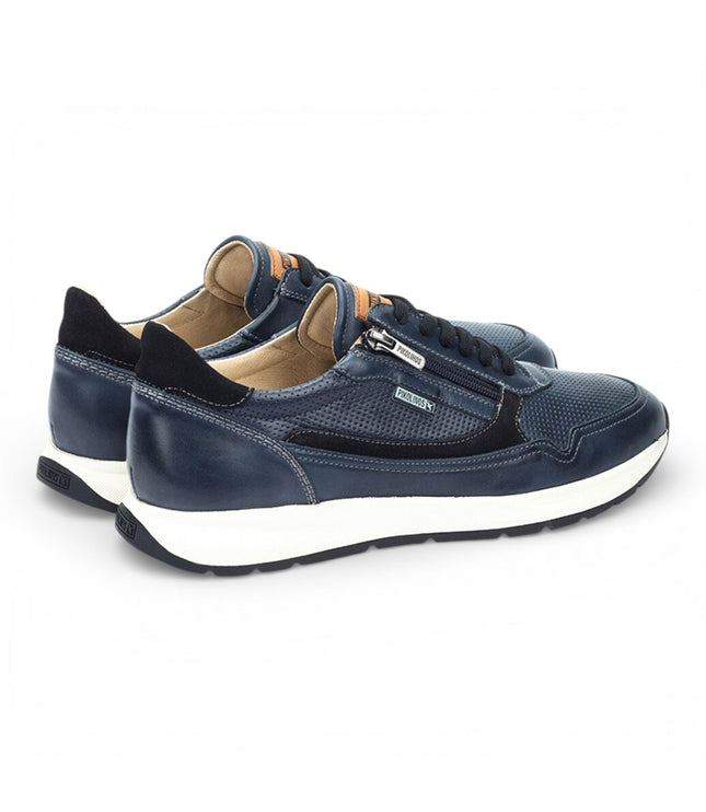 Pikolinos Men's Blue Leather Easy Wear Sneaker Trainers Shoes - Getafe