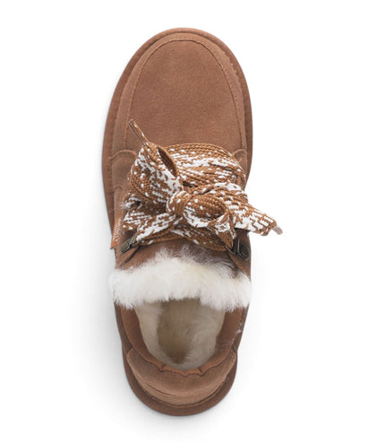 Women’s Chestnut Brown Genuine Sheepskin Fur-Lined Winter Wedge Trainers - Moonstone